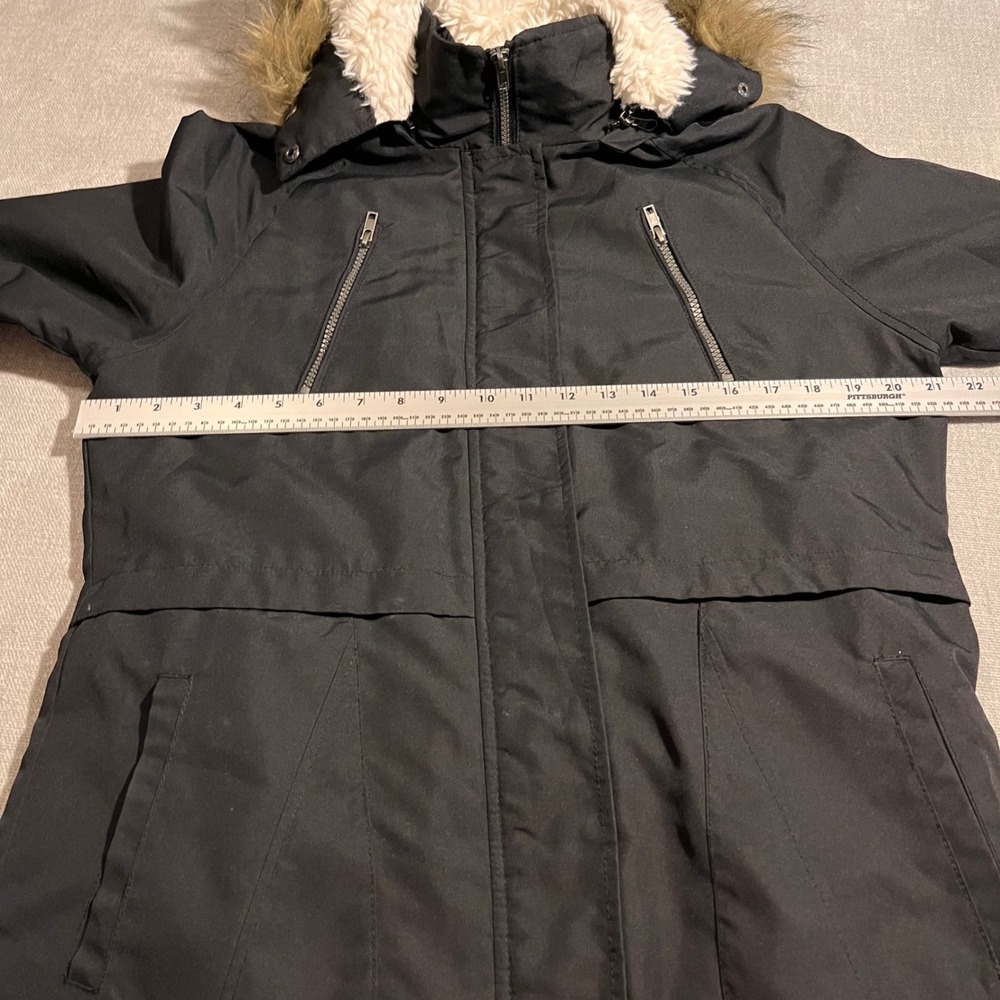NUVANO Womens Black Faux Fur Hood Parka Winter Jacket Coat Size M - Picture 6 of 9